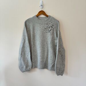 A New Day Grey Rhinestone Embellished Crew Neck Sweater Size Small